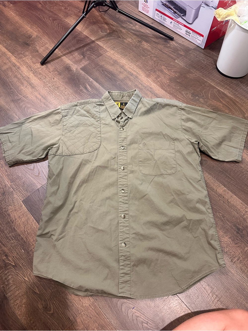 Browning Olive/Tan Short-Sleeve Casual Button-Down Shirt